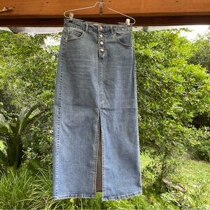 OAT New York Denim Maxi Mini Skirt with Front Slit 10 30 Large
